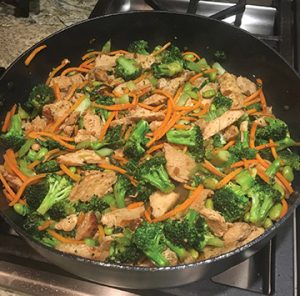 Hot off the stove, this chicken stir-fry was made using the recipe below. Photo credit to Travis Hunt.