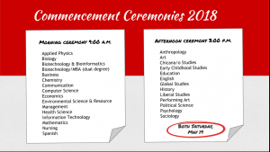 Which commencement ceremony are you in?